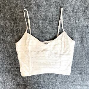 Aeropostale Eyelet Lace Crop Cami Tank Cream White Adjustable Med Y2K Cottage
